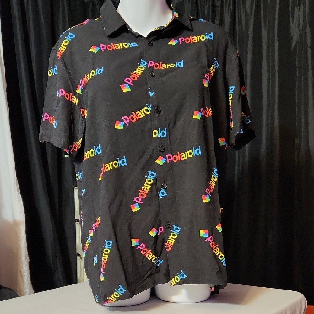 Polaroid Men's Multicolor Logo Button Down Shirt